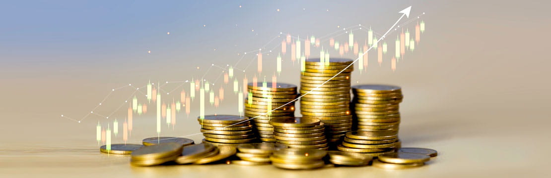 Stacks of coins and Finance chart/graph